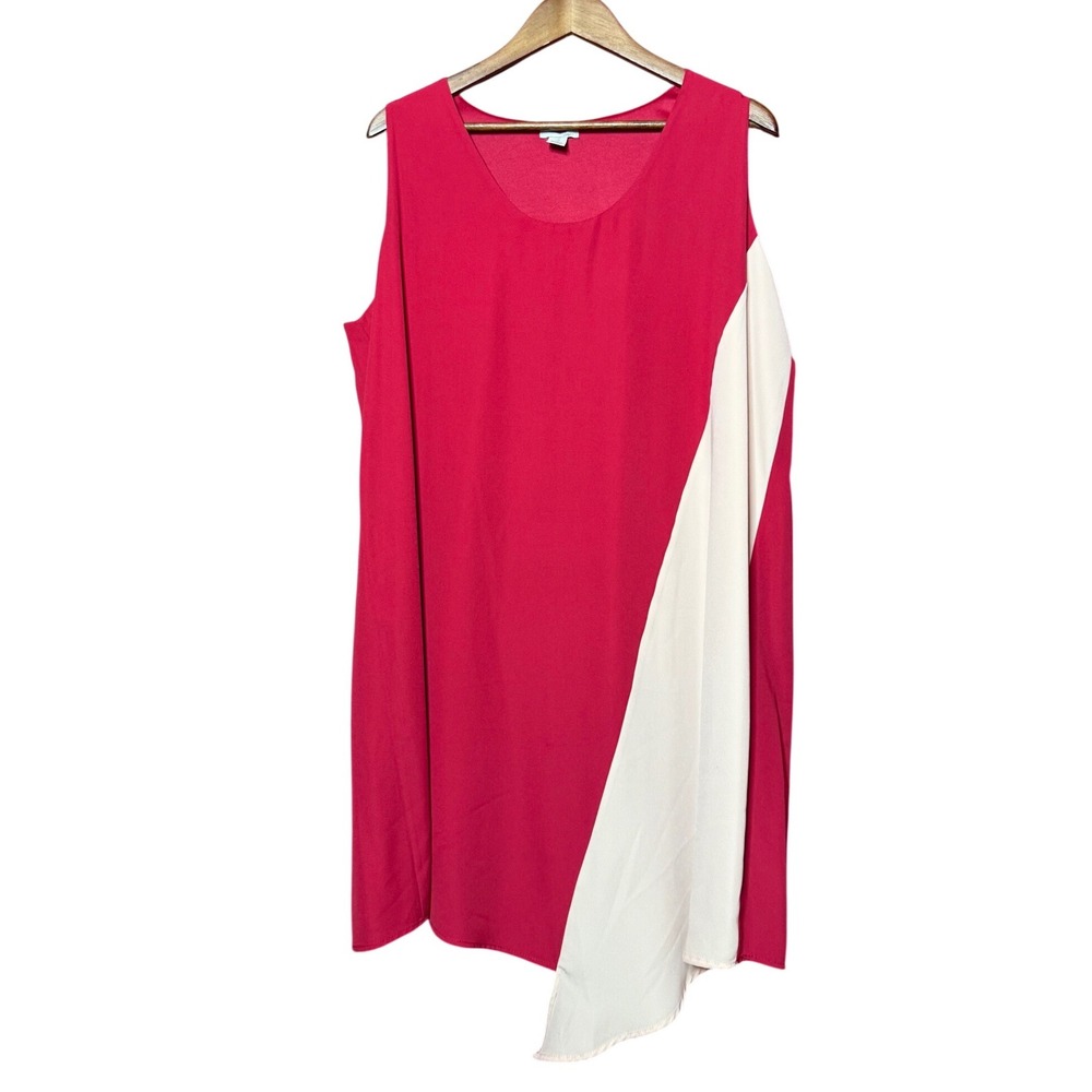 Halogen Shift Dress Women 14W Pink Red Colorblock Asymmetrical HA339436WN